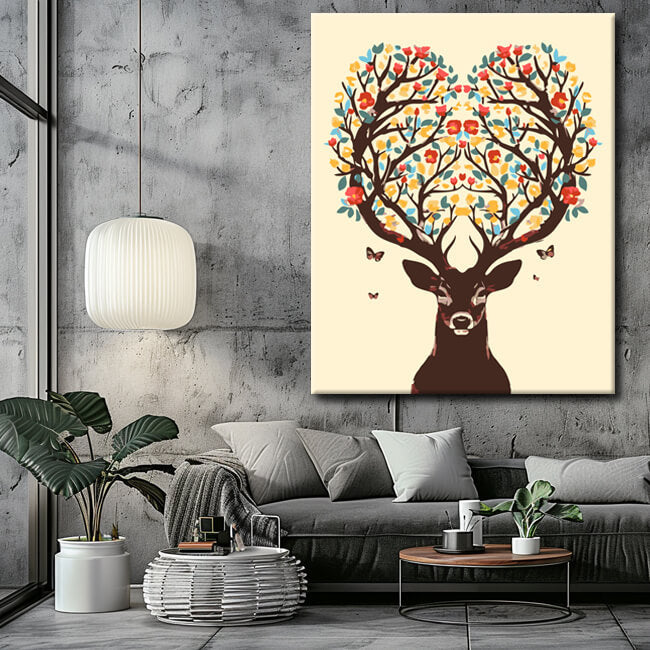 Painting by numbers Blooming deer