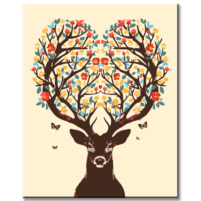 Painting by numbers Blooming deer