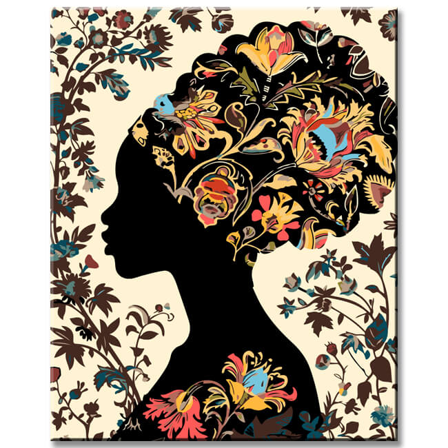 Painting by numbers Afro woman