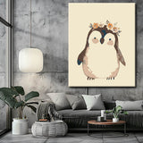 Paint by numbers penguin on paper