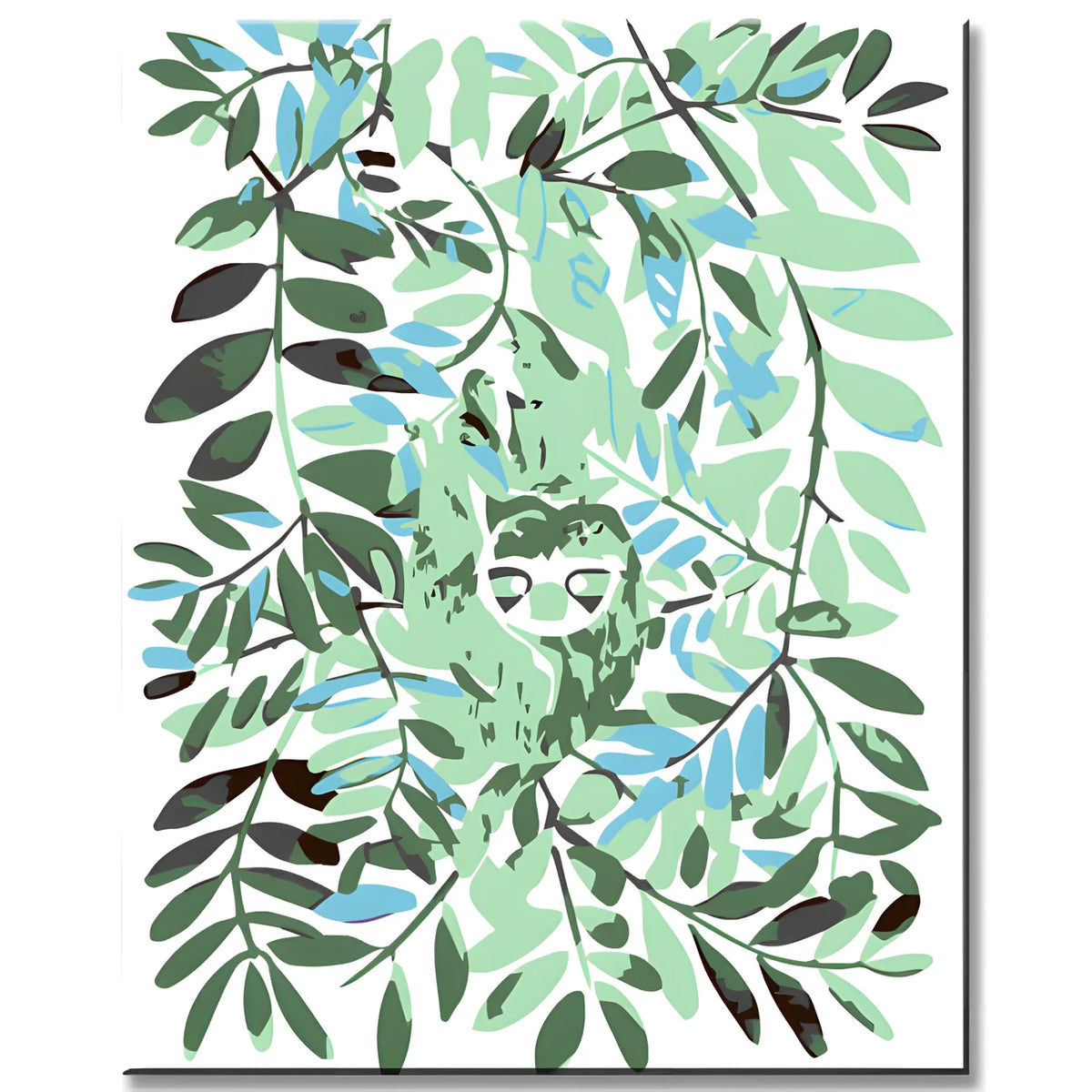Paint by Numbers Mint Green Sloth with Leaves