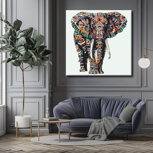 Paint by Numbers Decorated Tribal Elephant in Color