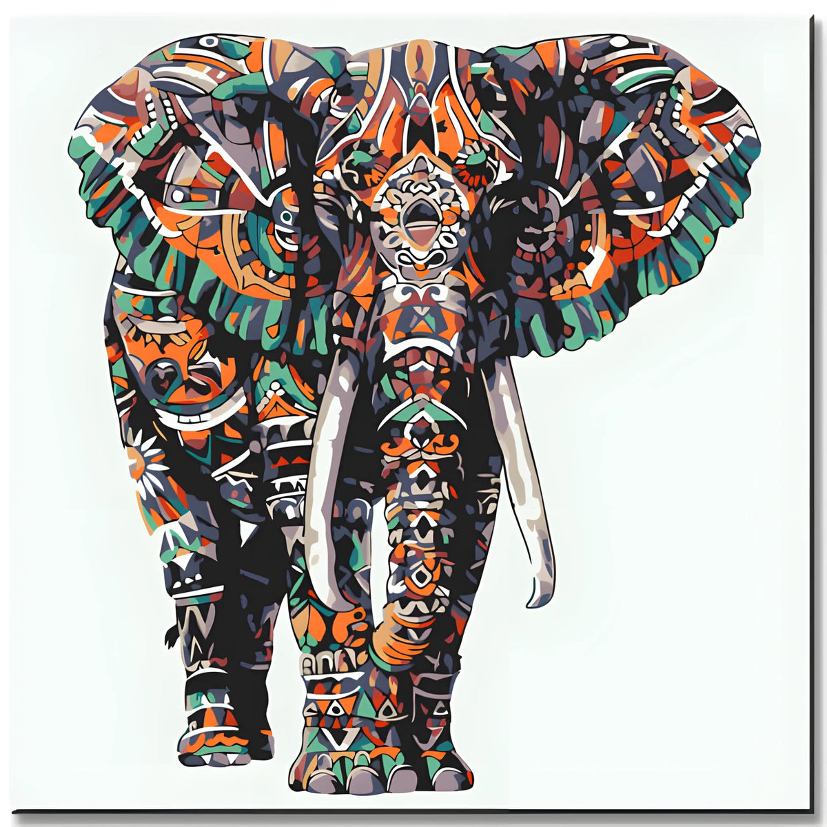 Paint by Numbers Decorated Tribal Elephant in Color