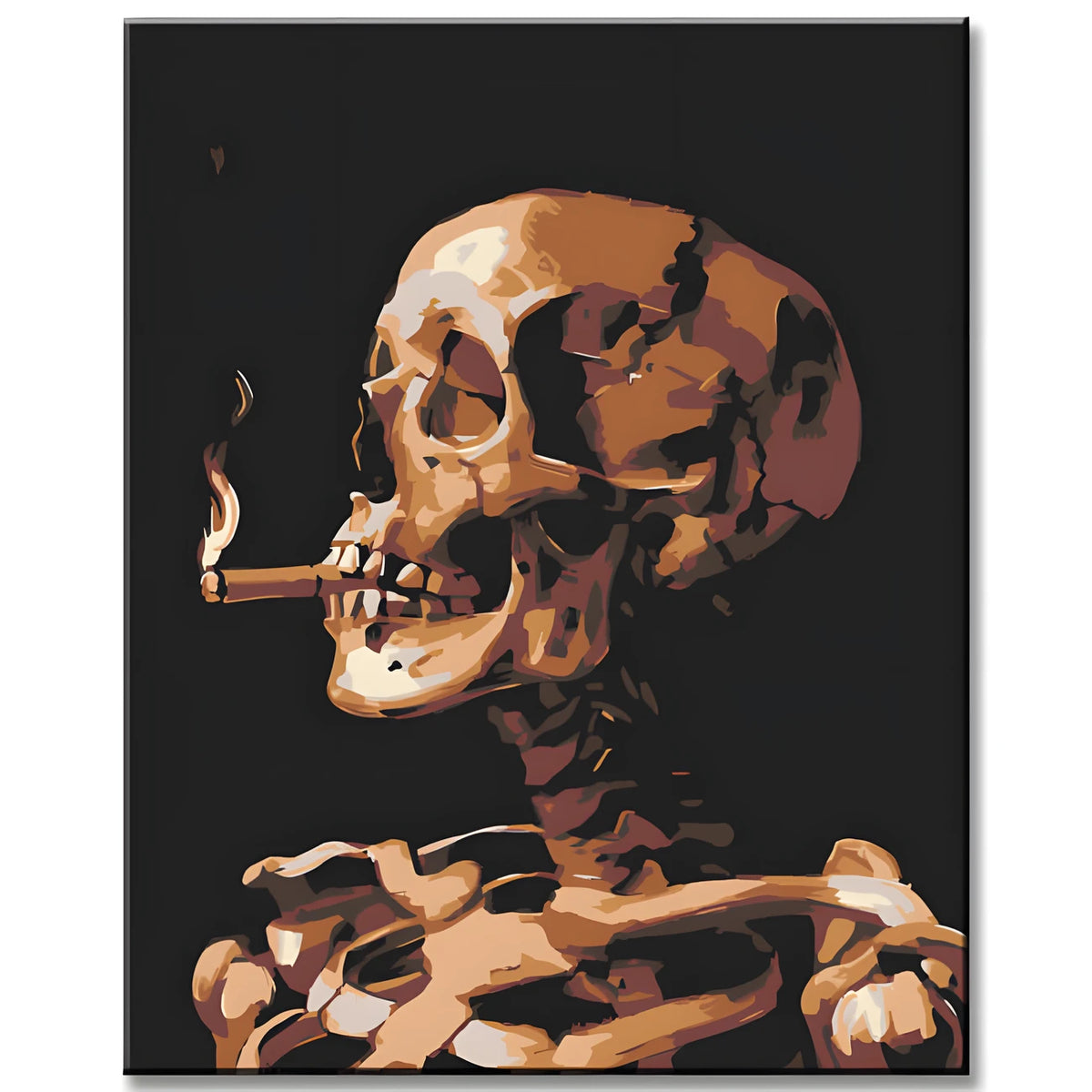 Painting by Numbers Head of A Skeleton with A Burning Cigarette