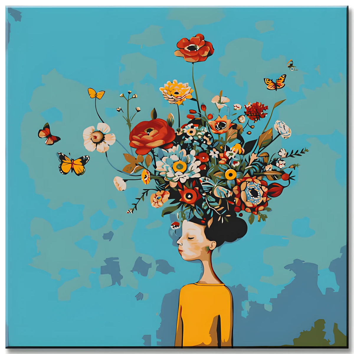 Paint by Numbers Abstract Flower Bouquet on the Head