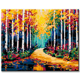 Painting by numbers path in the birch forest II