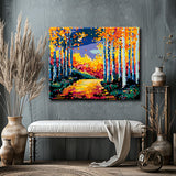 Painting by numbers path in the birch forest III