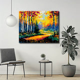 Painting by numbers path in the birch forest IV