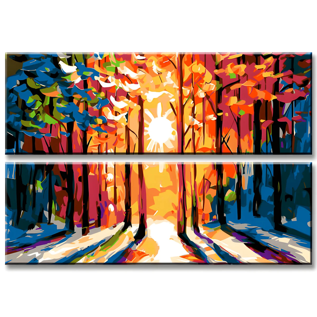 Paint-by-numbers panorama sunny clearing, 2-panel