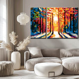 Painting by Numbers Sunlight in The Winter forest - 2-Panel