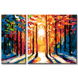 Painting by Numbers Sunlight in The Winter forest - 2-Panel