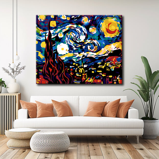 Painting by numbers starry night landscape
