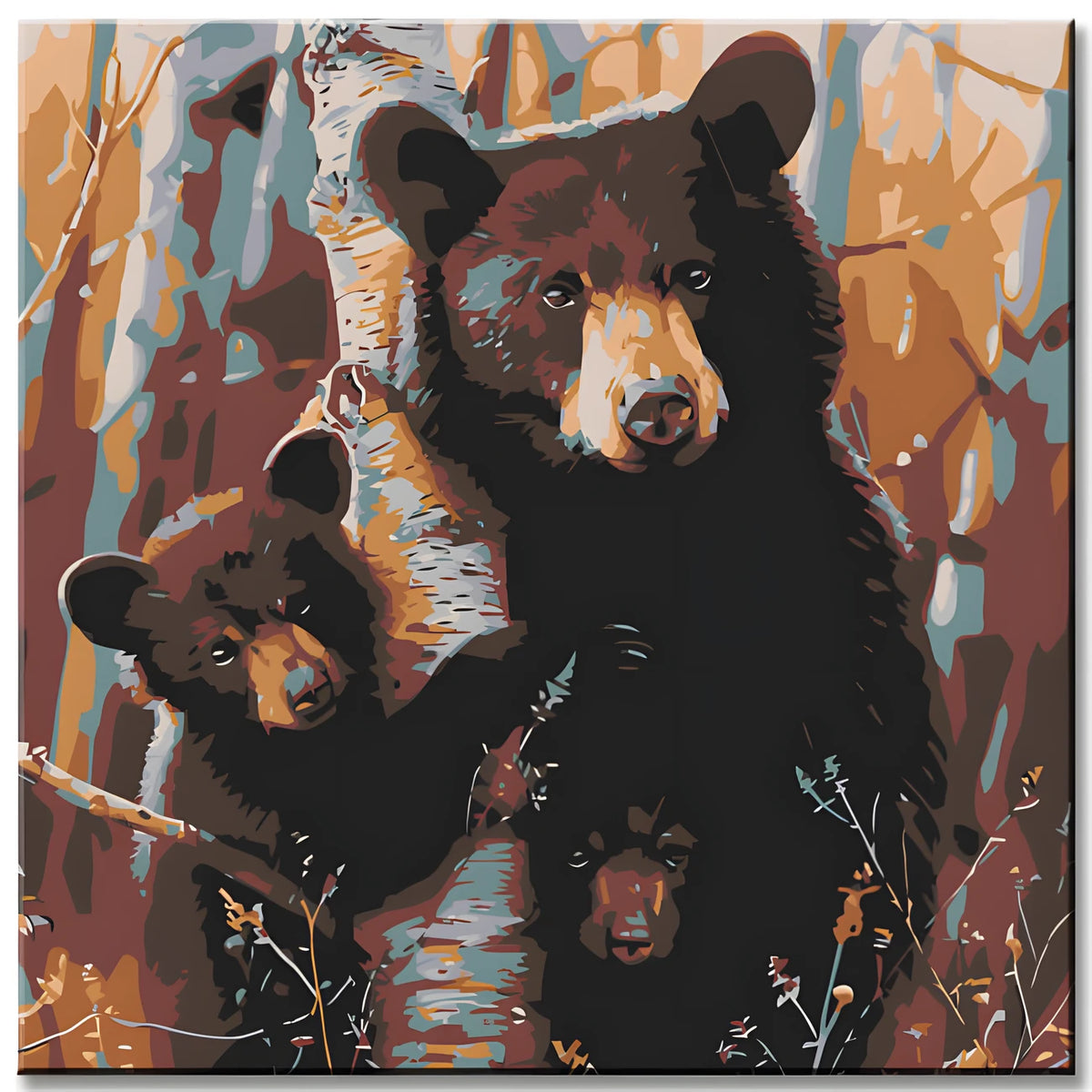 Paint by Numbers Mother and Child Black Bear