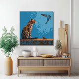 Painting by numbers bird and leopard