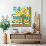 Painting by numbers daffodils in the window