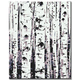 Painting by numbers birch trees in black and white