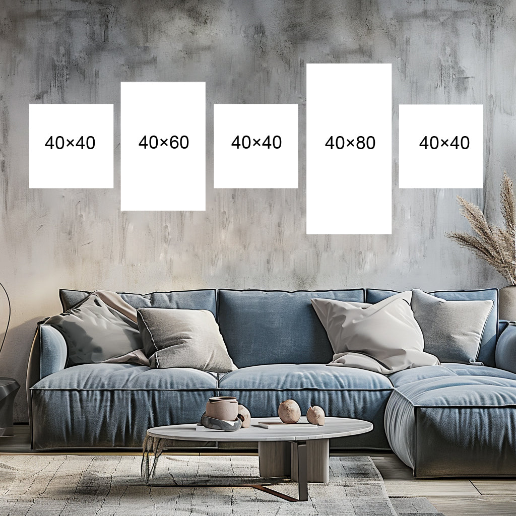 Leinwandkunst im Cubismus-Stil – Abstract Tiermotive as Bilderwand, 5 parts
