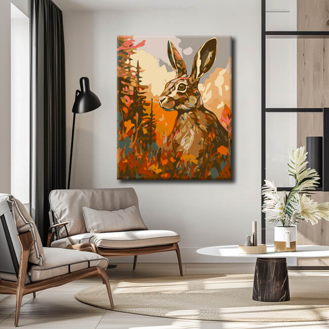 Paint by numbers painting rabbit in the forest