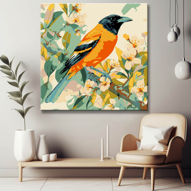 Water painting bird - paint by numbers