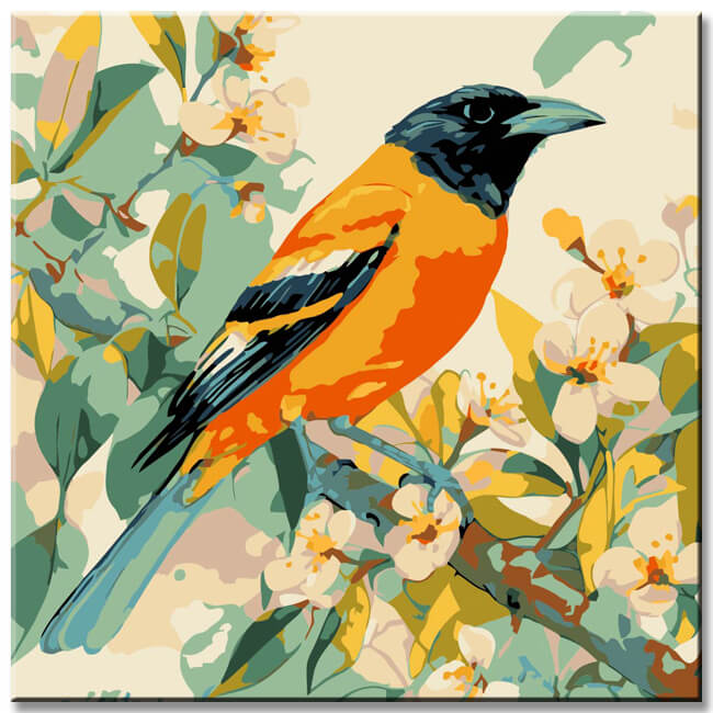 Water painting bird - paint by numbers