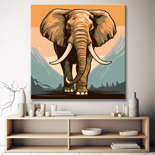 Mammoth in prehistoric times - painting by numbers