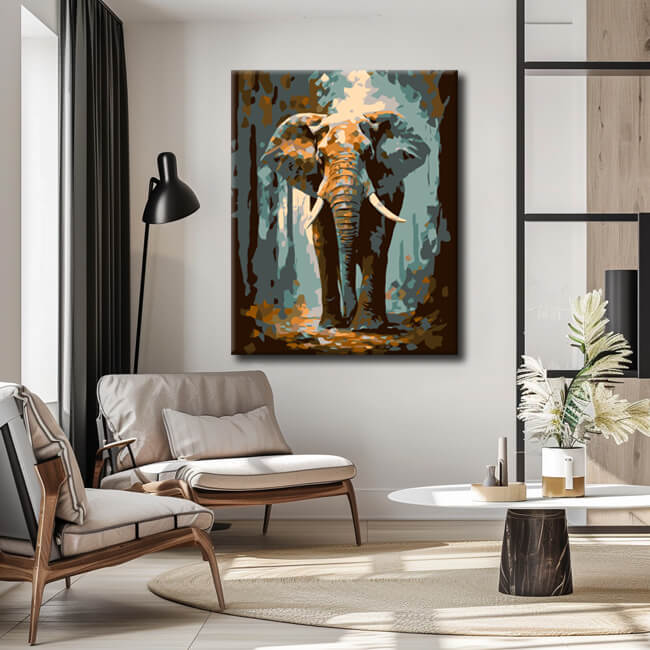Painting by numbers elephant in portrait