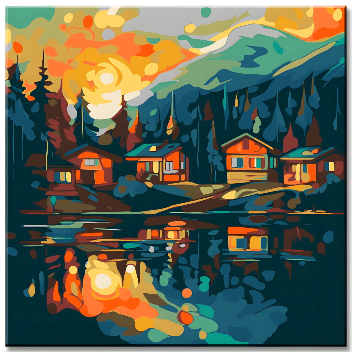 Beautiful Lake Landscape Painting by Numbers