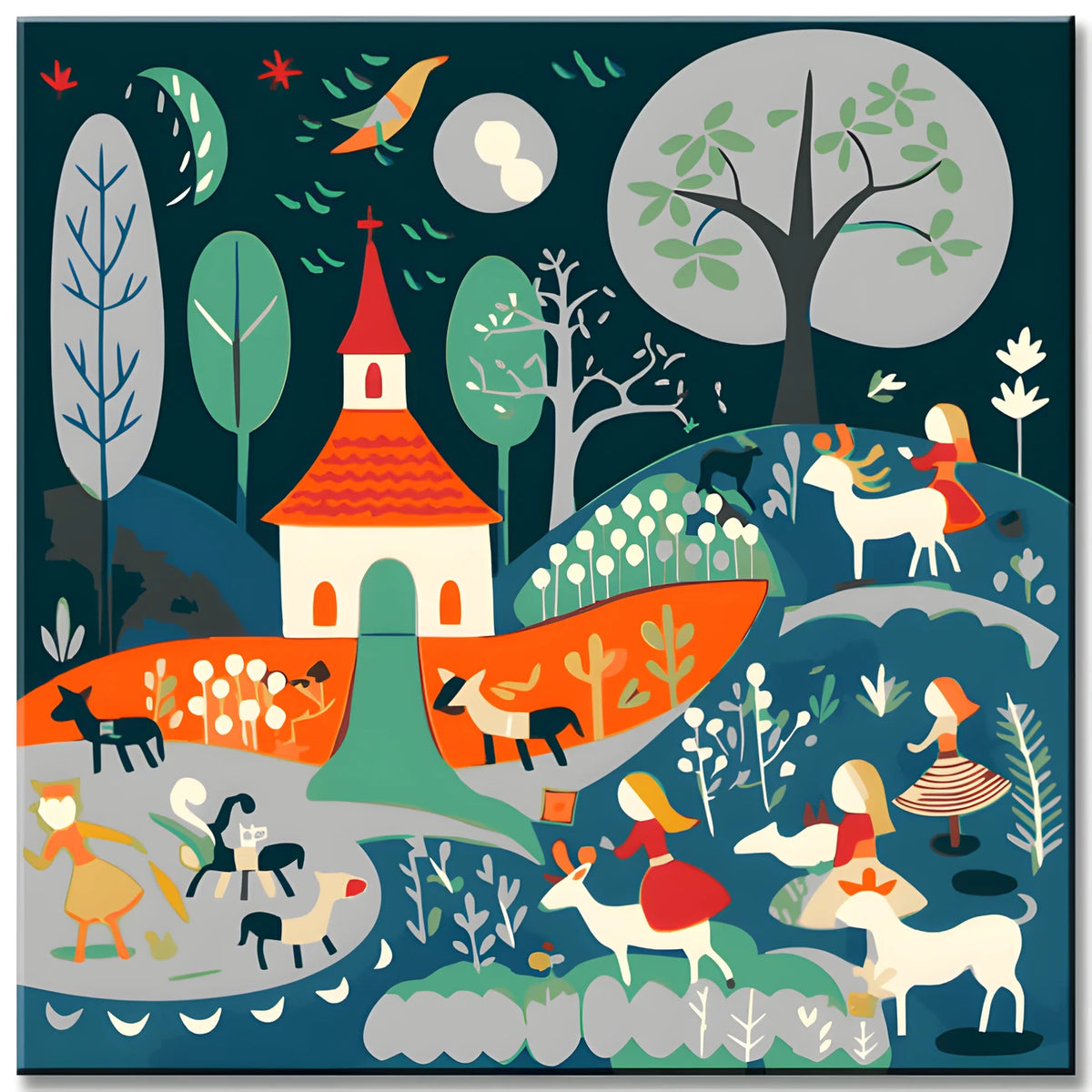 Children's Picture Folk Art Painting by Numbers