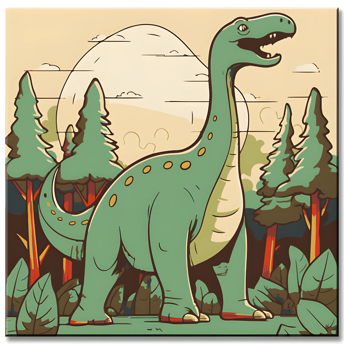 Dino in the forest Painting by Numbers