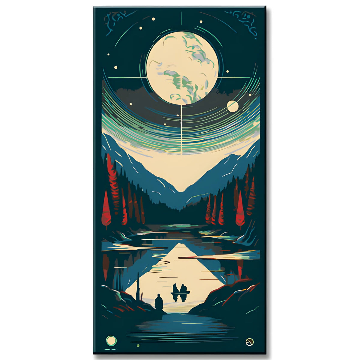 Moonlit Night At The Mountain Lake Painting by Numbers