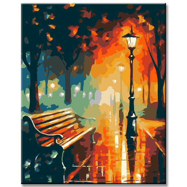 Painting by numbers autumn mood city park