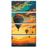 Painting by Numbers Balloons in The Evening Sky, 4-Panel