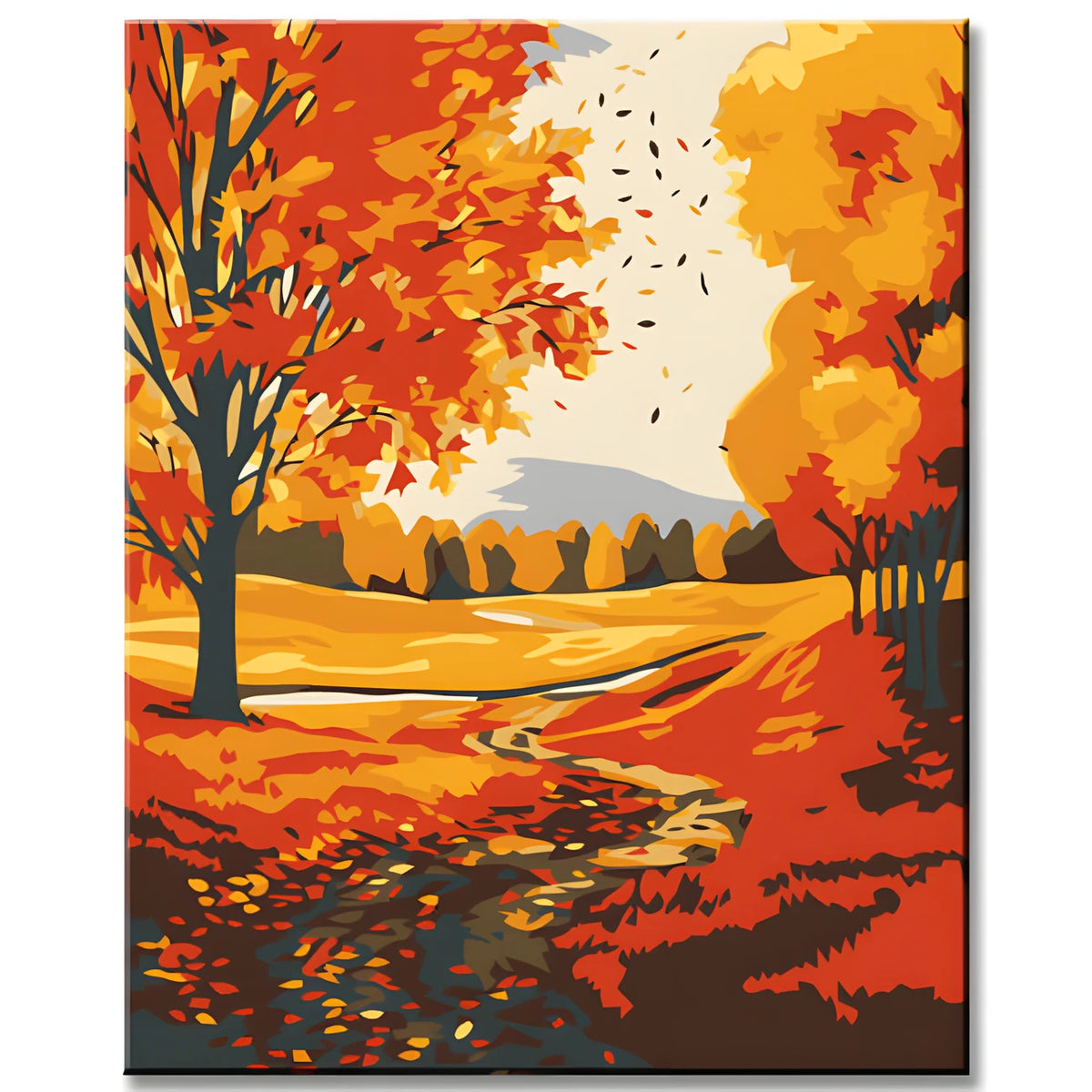 Paint by Numbers Autumn Landscape with Colorful Leaves
