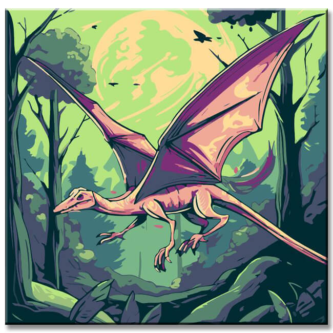 Pterodactyl in the forest - painting by numbers