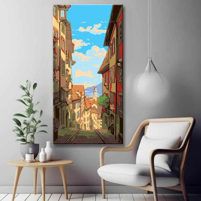 Zurich city street - painting by numbers