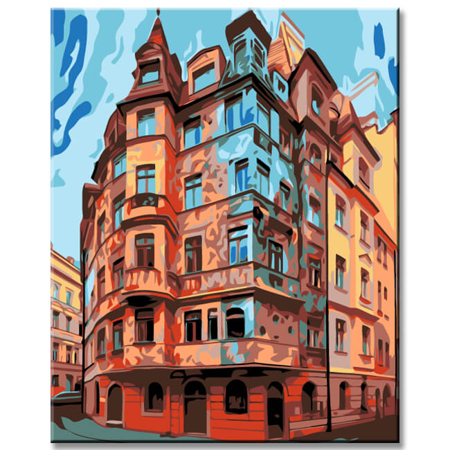 Painting by numbers German old town buildings
