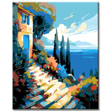 Painting by numbers house on the Mediterranean