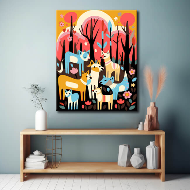 Painting by numbers forest animals illustration