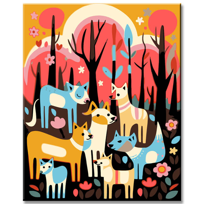 Painting by numbers forest animals illustration