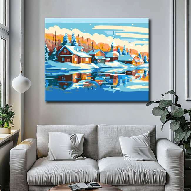 Paint by Numbers Snow Village