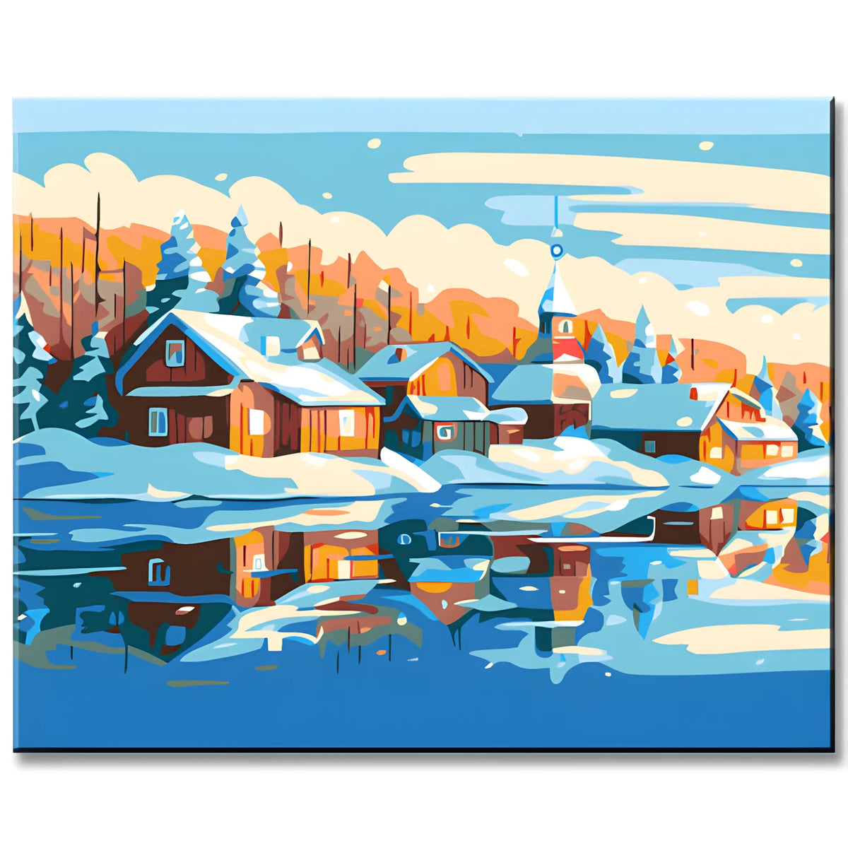 Paint by Numbers Snowy Landscape by the Lake