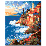 Painting by numbers Old town on the coast