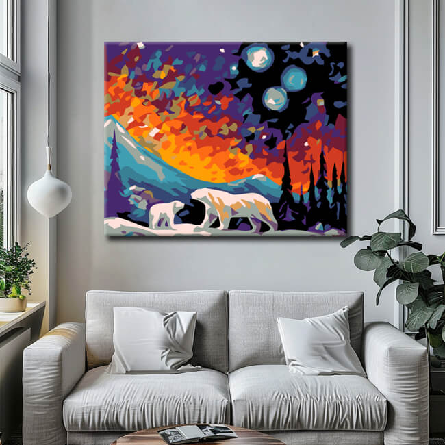 Painting by numbers polar landscape night