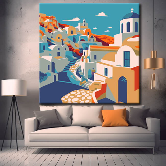 Painting by numbers Greece Santorini