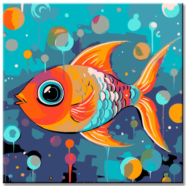 Painting by numbers for children Colorful fish