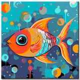 Painting by numbers for children Colorful fish