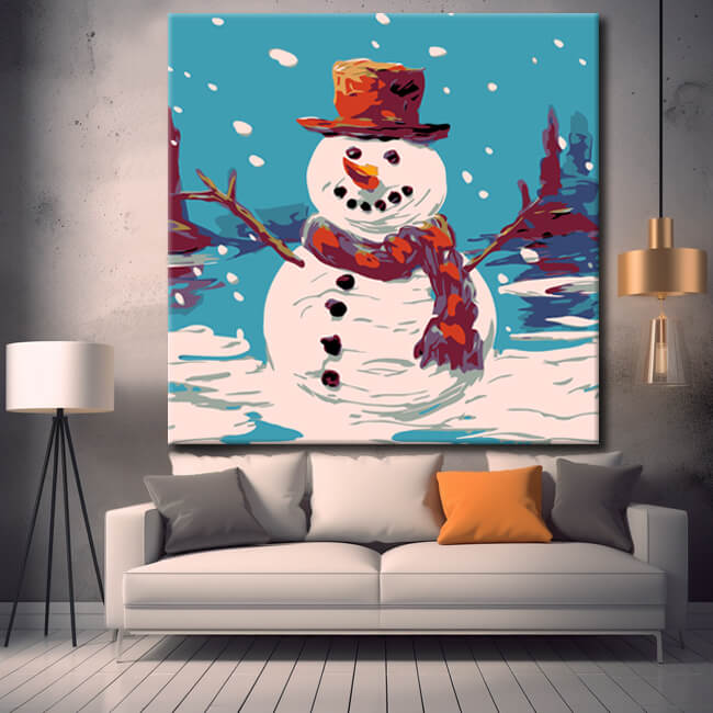 Painting by numbers for children snowman