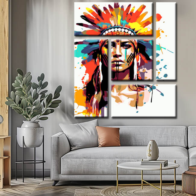 Paint by Numbers Indian Painting 5-Panel