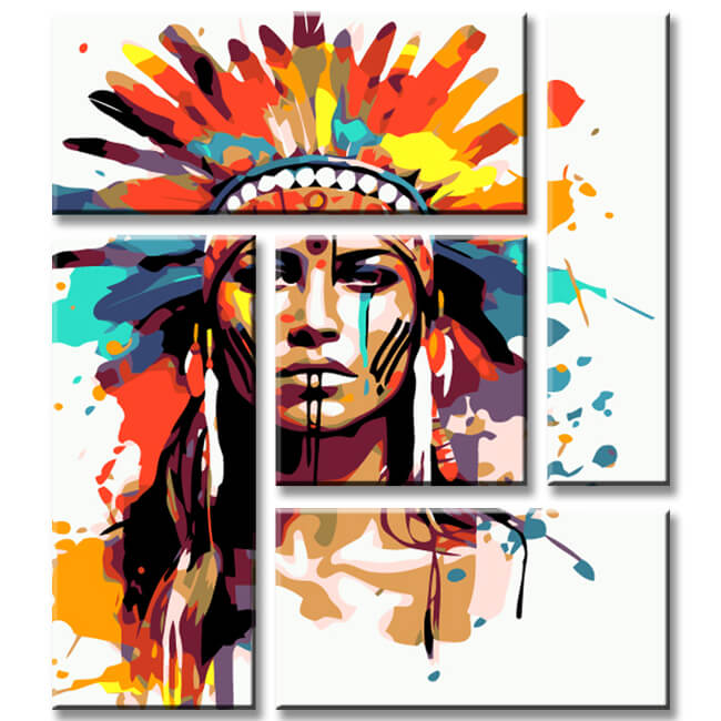Paint by Numbers Indian Painting 5-Panel