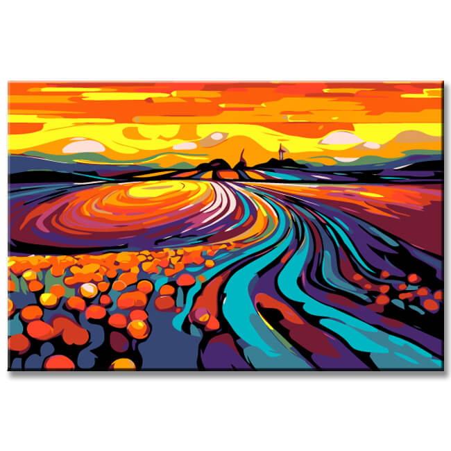 Painting by Numbers Colored Flower Fields